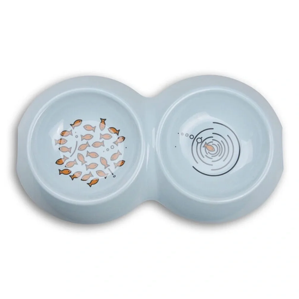 Van Ness Pets EcoWare Double Dish Cat Bowl, Whisker Friendly Feeder